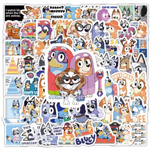 布鲁伊贴纸周边儿童卡通可爱小图案小狗装饰文具儿童玩具水杯贴画