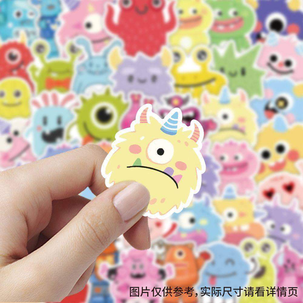 新款小怪兽图案可爱彩绘涂鸦贴纸卡通创意装饰手机手账防水贴画