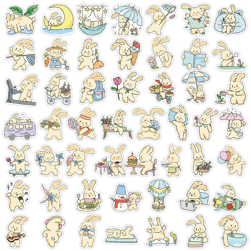 102张清新新卡通可爱小兔子日常贴纸防水装饰桌面手账本防水贴画,文具电教/文化用品/商务用品,贴纸/立体贴纸,淘宝优惠券,粉丝福利购,淘宝优惠卷