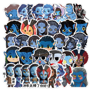 120张阿凡达手绘Q版人物插画贴纸装饰手机壳行李箱标签不干胶贴画