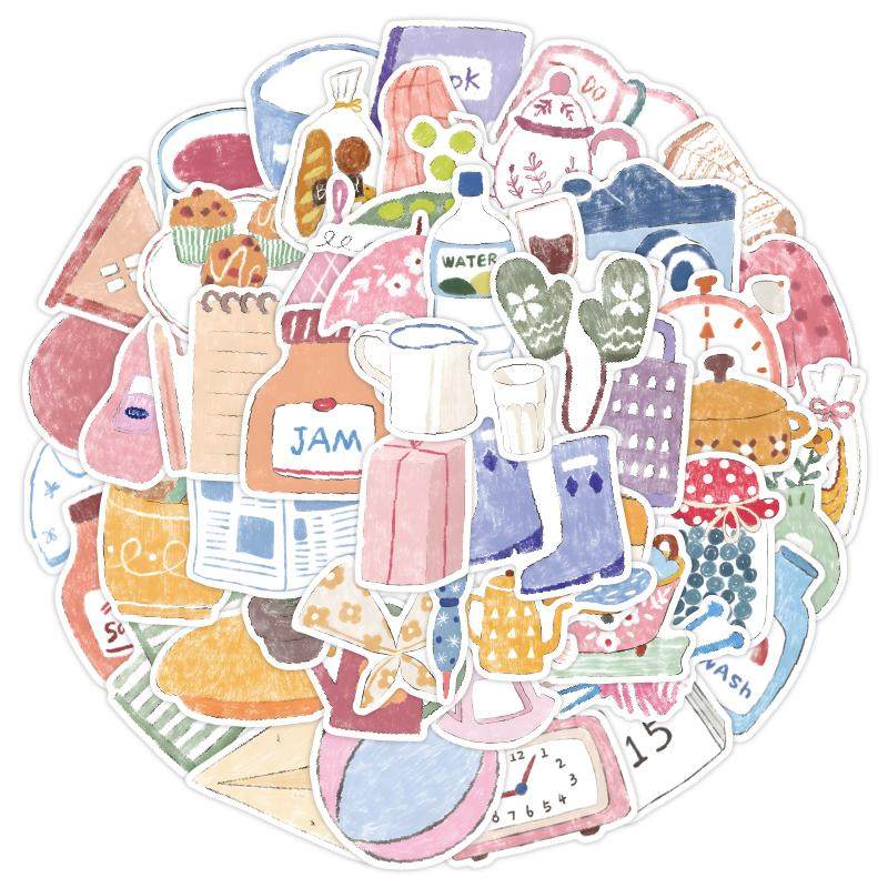 彩色铅笔风小物件贴纸手机壳文具手账小清新电脑桌面装饰防水贴画