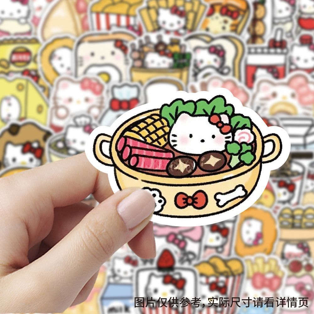 美食HelloKitty凯蒂猫贴纸行李箱电脑卡通可爱儿童贴画手帐手机