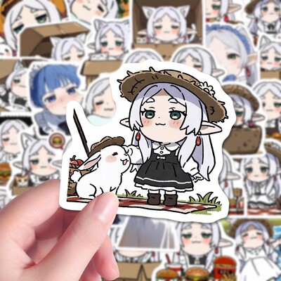 可爱葬送的芙莉莲贴纸边Q版呆萌动漫周边自粘贴DIY装饰手机壳贴画