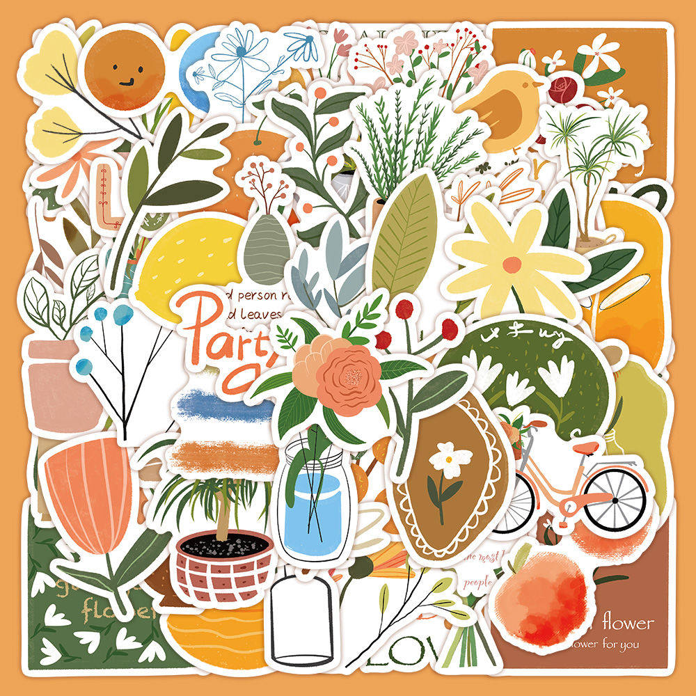 120张波西米亚贴纸ins清新涂鸦手机滑板防水装饰行李箱贴画自粘