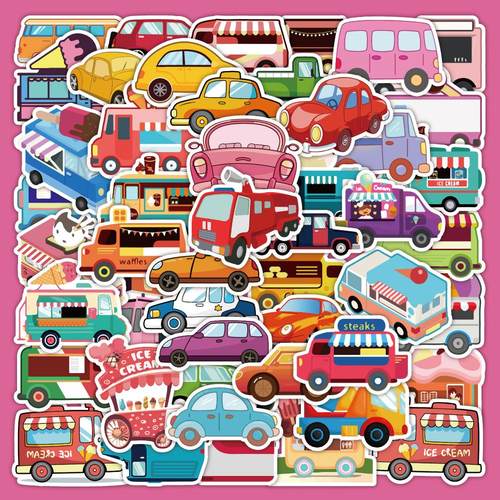 100张卡通玩具汽车贴纸防水贴画