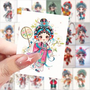 188张Q版京剧绘画人物贴纸卡通可爱笔记本贴画手机手账装饰贴纸