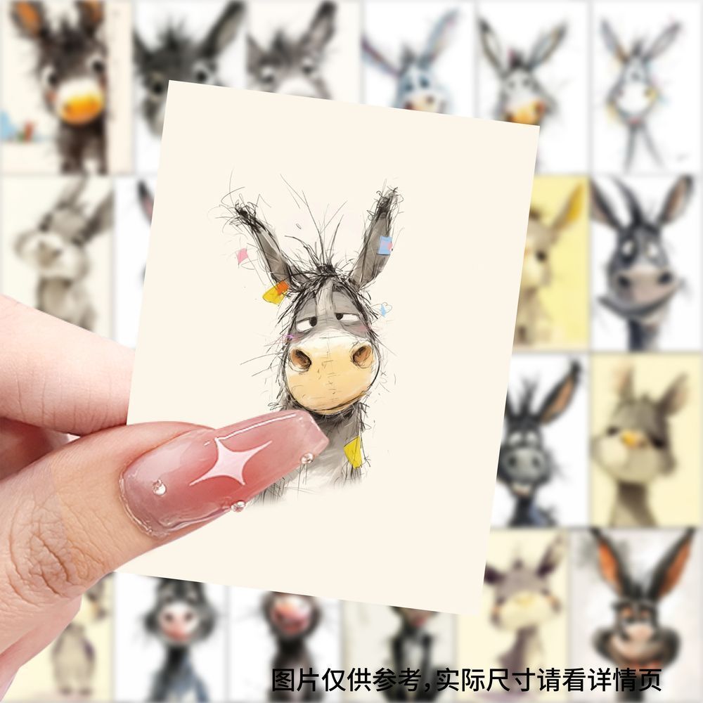252张小毛驴插画可爱卡通涂鸦创意贴纸贴画手机手账diy素材装饰贴