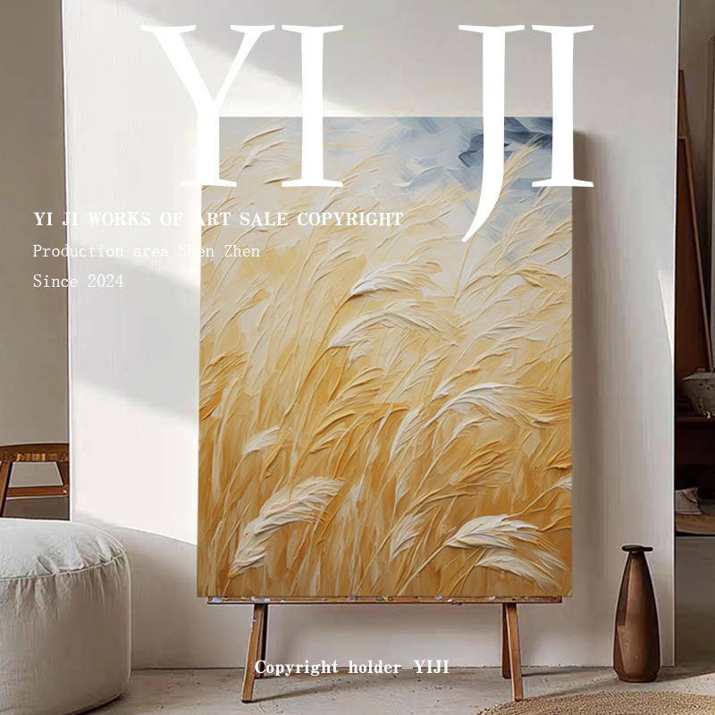 YJ.ART原创手绘《昭畅》侘寂风大堂装饰挂画大师抽象艺术肌理油画