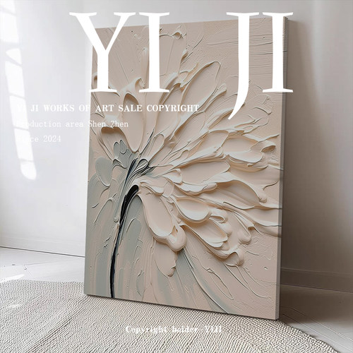 YJ.ART原创手绘《创泽章》现代简约客厅装饰画玄关抽象艺术肌理画