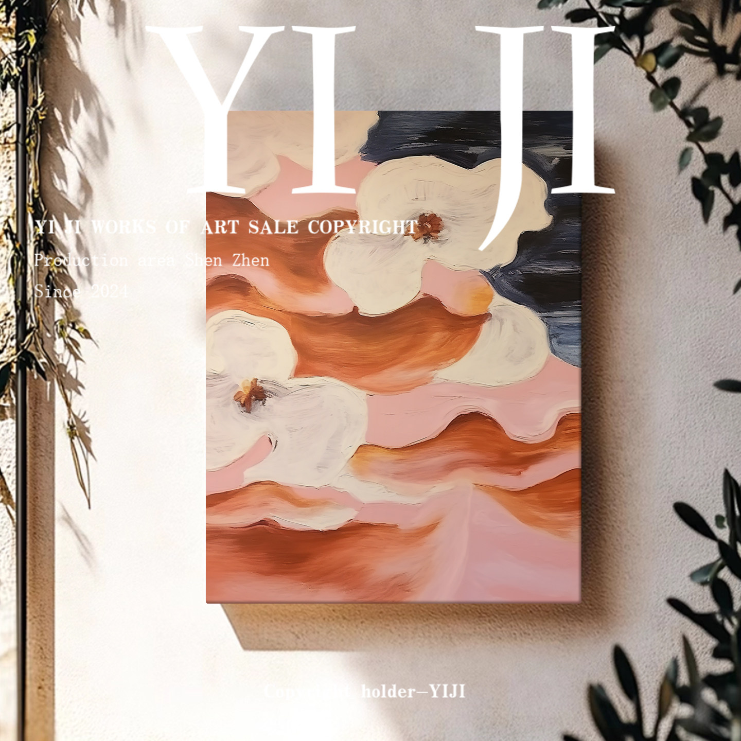 YJ.ART原创手绘《浮光绽谧》简约装饰抽象室内书房艺术高档肌理画