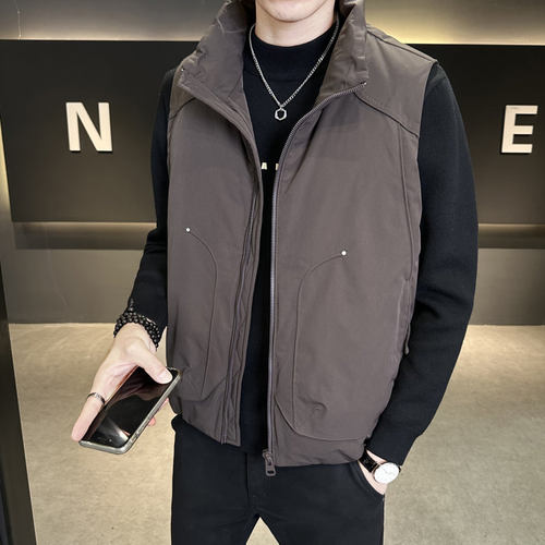 立领羽绒马甲男士外穿坎肩秋冬季外套无袖青年休闲加厚保暖背心潮