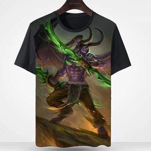 魔兽争霸 希尔瓦娜斯 伊利丹 阿尔萨斯 周边短袖T恤衣服装体恤