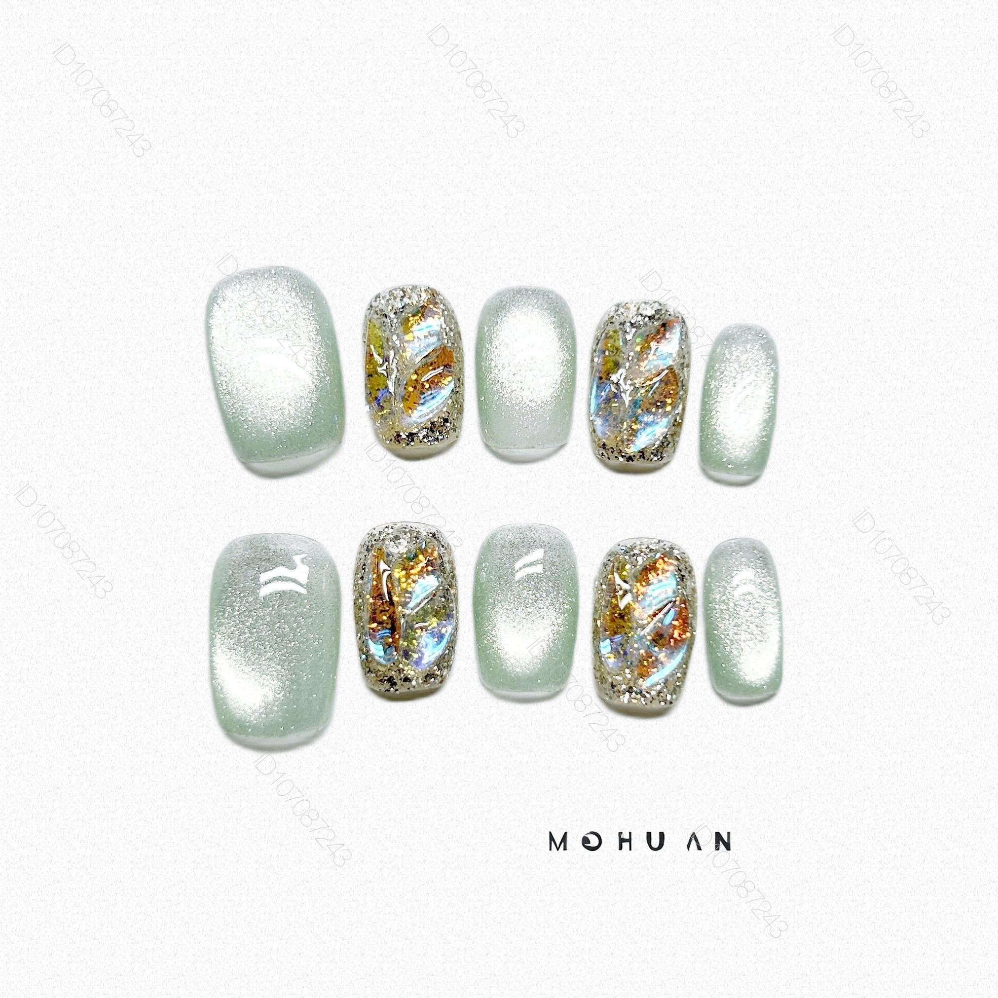 纯手工穿戴式光疗猫眼甲片闪亮