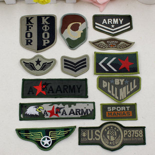 潮酷徽章布贴补丁贴衣服裤子军衣T恤装饰修补贴花 军绿色手缝贴布