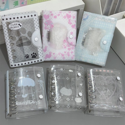 M5A7活页壳硬壳手账本pvc卡通可爱爪印按扣笔记本手帐记事本壳