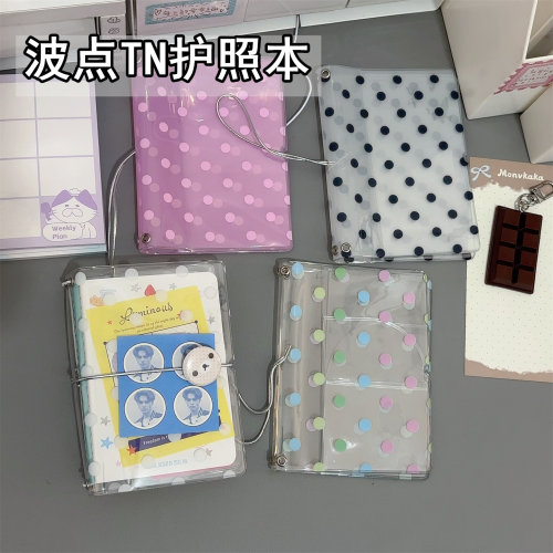 可爱波点TN手账本pvc透明护照本