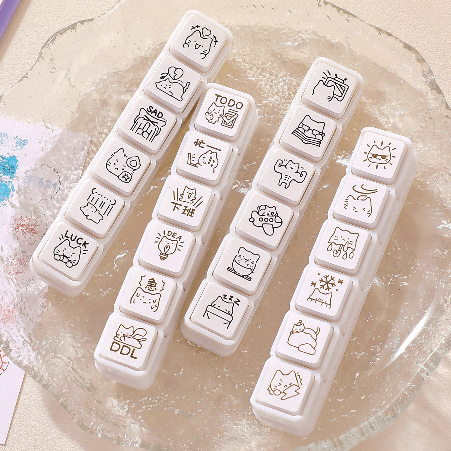 芯陌六联小猫印章记录心情手帐