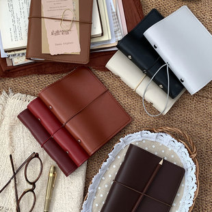 简约A6奇葩本壳pu皮质活页本记事笔记本手账空白方格行程计划本