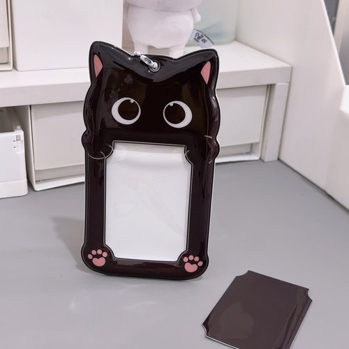 韩版小黑猫卡套pvc可放硬卡套