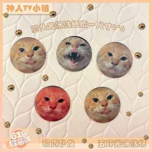 圆头耄耋光栅贴周边二次元哈基米可爱小猫咪贴本子治愈系贴纸防水