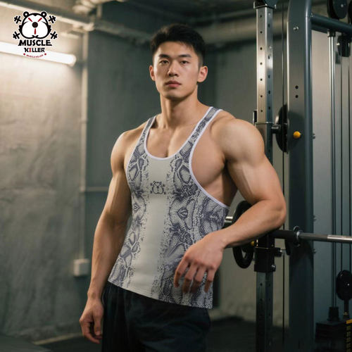 MK肌肉杀手健身房毒液条纹纹身背心运动休闲跑步无袖男士新款上衣