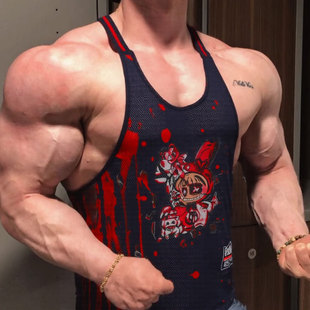 肌肉杀手健身房工字背心拉布布透气速干无袖美式玩偶运动休闲上衣