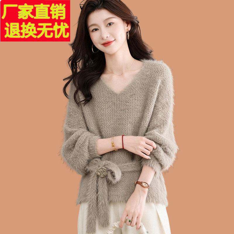 超好看气质温婉毛衣女2026新款秋冬v领羊毛针织衫短款上衣配裙子