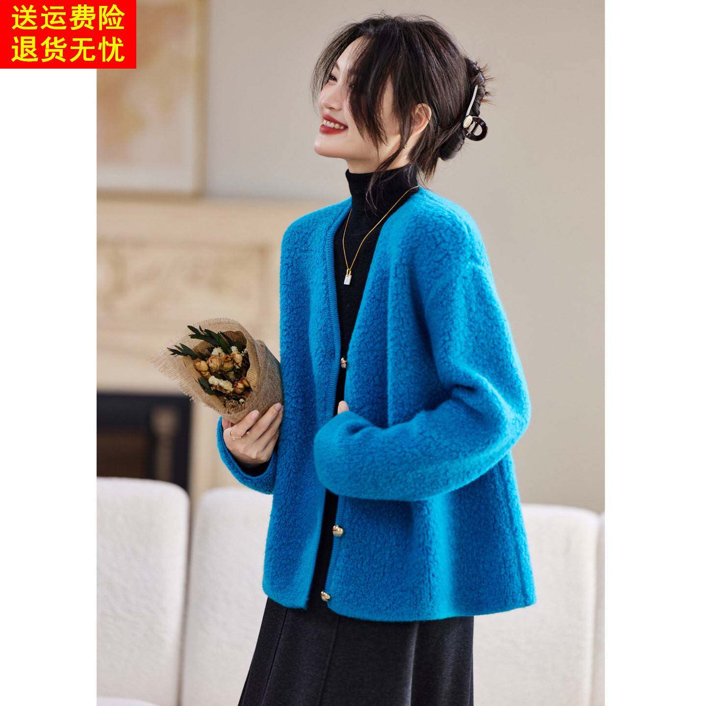 纯羊毛开衫女2026新款秋冬宽松慵懒风针织毛衣外套超好看减龄上衣