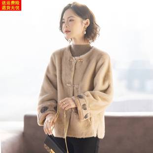 妈妈冬装外套2025新款水貂绒洋气时尚新中式中老年女士加厚上衣服