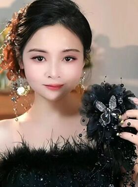 气质百搭甜美小众设计鲨鱼夹黑色时尚发饰发夹