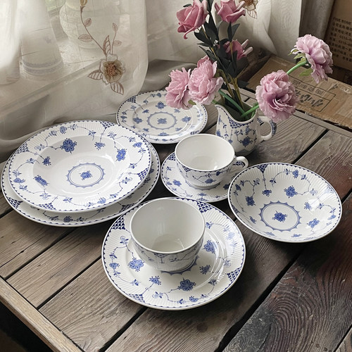 唐草西餐盘陶瓷餐具螺纹瓷复古