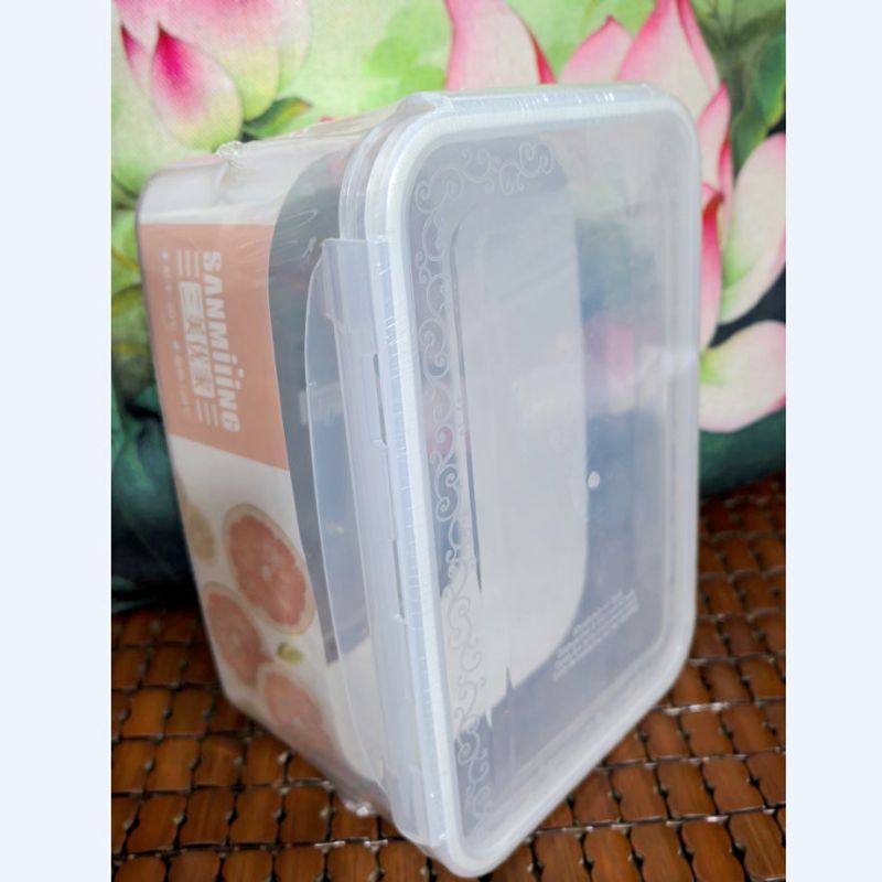 三美优家长方形密封保鲜盒4.2L冷藏保鲜加热野餐饭盒3651收纳盒