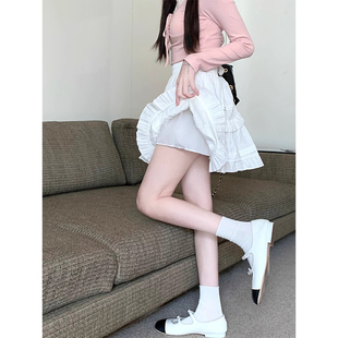 小个子短裙甜美裙a字裙蛋糕裙 芭蕾风白色蓬蓬裙半身裙女春秋夏季
