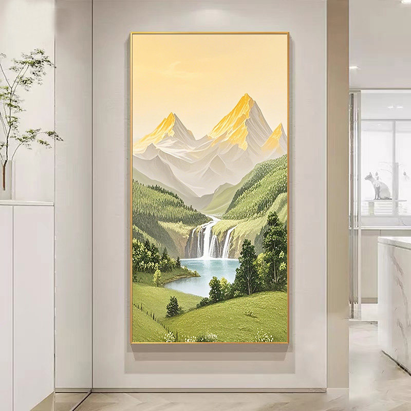 绝美玄关日照金山手工数字油画