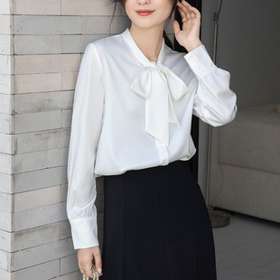 职业ol通勤正装 女2026春秋季 上班面试外搭衬衣 白衬衫 蝴蝶结长袖