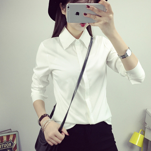 衬衫女长袖女白色职业装工装服韩范宽松大码百搭学生大码衬衣上衣