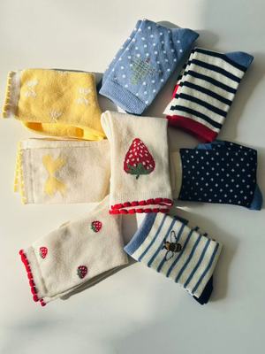 纯原儿童有机棉袜子男童女童中筒柔软袜回弹性好两双装三组包邮