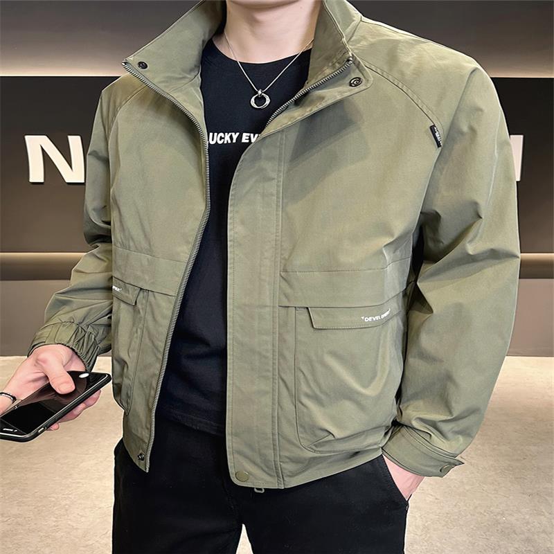 立领夹克男士秋装外套2024新款潮流修身工装上衣服秋冬二棉款褂子