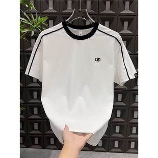 刺繡休閑舒適短袖 2025夏季 圓領(lǐng)半袖 簡約運(yùn)動(dòng)T恤男士 新款 潮流時(shí)尚