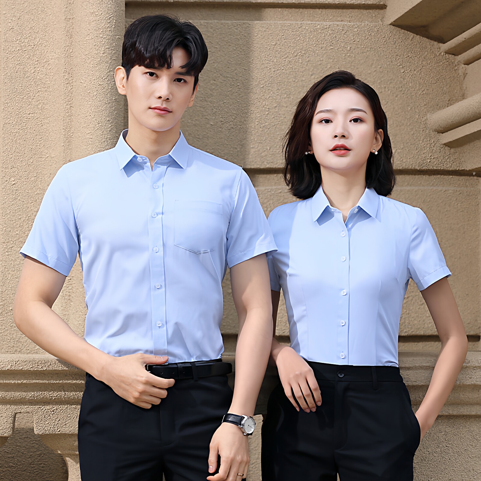 男女职业装衬衫办公室商务夏季定制白衬衣工作服厂服印字刺绣logo