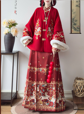 泽芷韶华原创【马上有钱】明制汉服女刺绣短袄加绒新年战衣拜年服