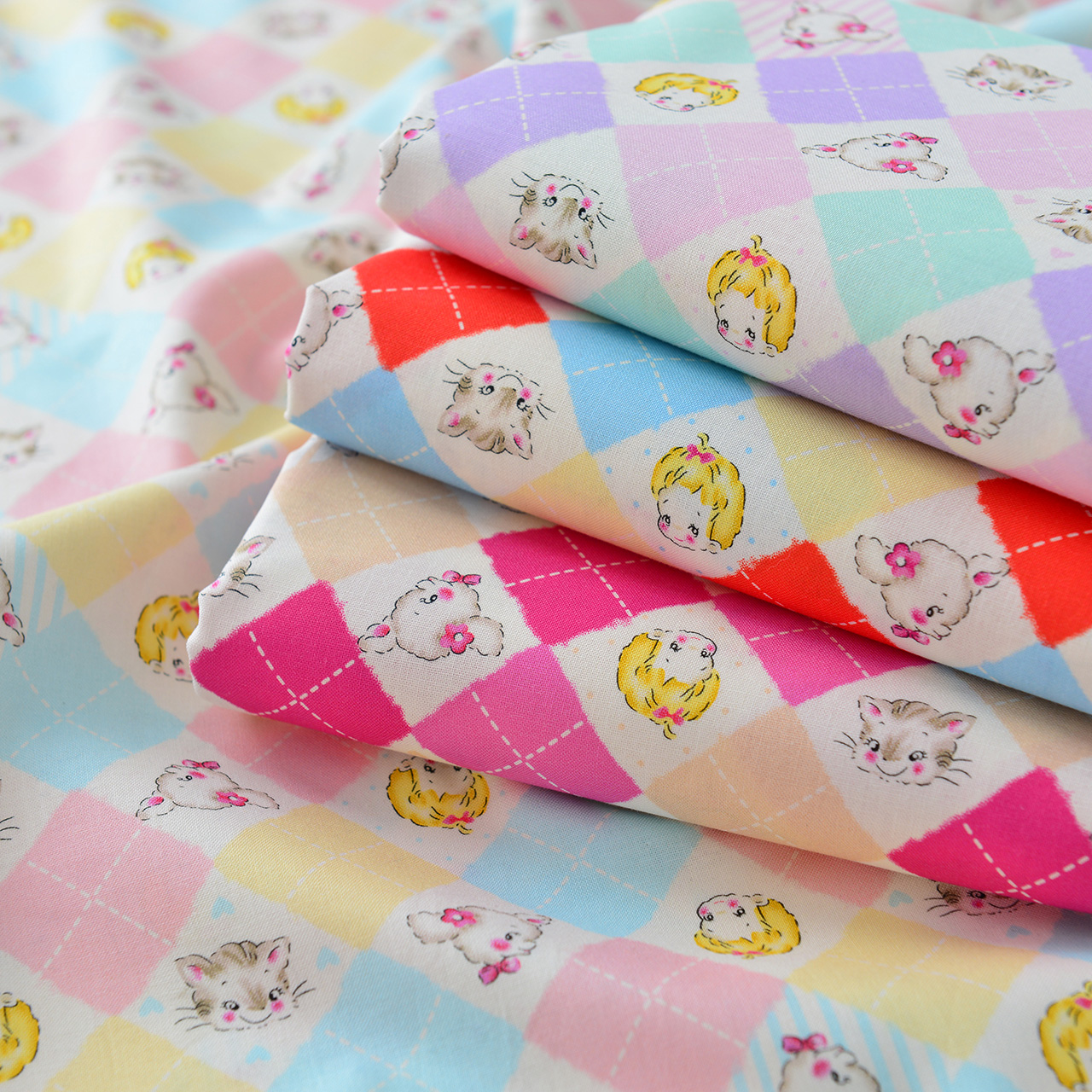 纯棉格子布料小日子棉布拼布