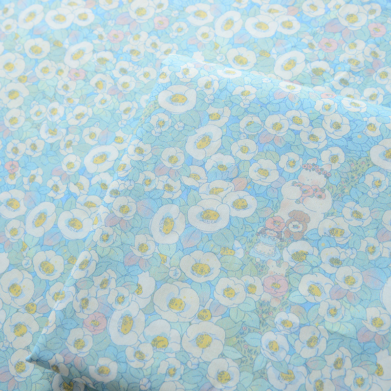 羡鸟手工DIY服装纯棉布料卡通裙子全棉花卉棉布宝宝儿童面料山茶