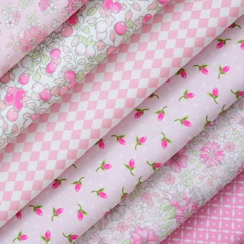 全棉田园风小清新碎花手工diy连衣裙娃娃衣布料纯棉棉布粉色日记