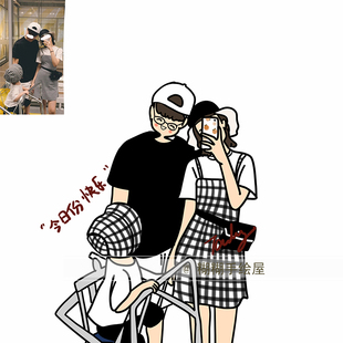 手绘头像画设计定制作Q版卡通人物真人照片转漫画动漫情侣结婚礼