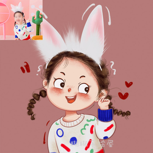 Q版 手绘头像定制卡通情侣全家福画像素描真人物形象宠物设计漫画