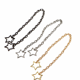 DIY6mm包挂饰链配件挂件金属扣浅金小星星扣五角星链条毛球配链