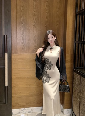 Mimo dk云烟新中式国风改良旗袍女早秋刺绣气质收腰连衣裙