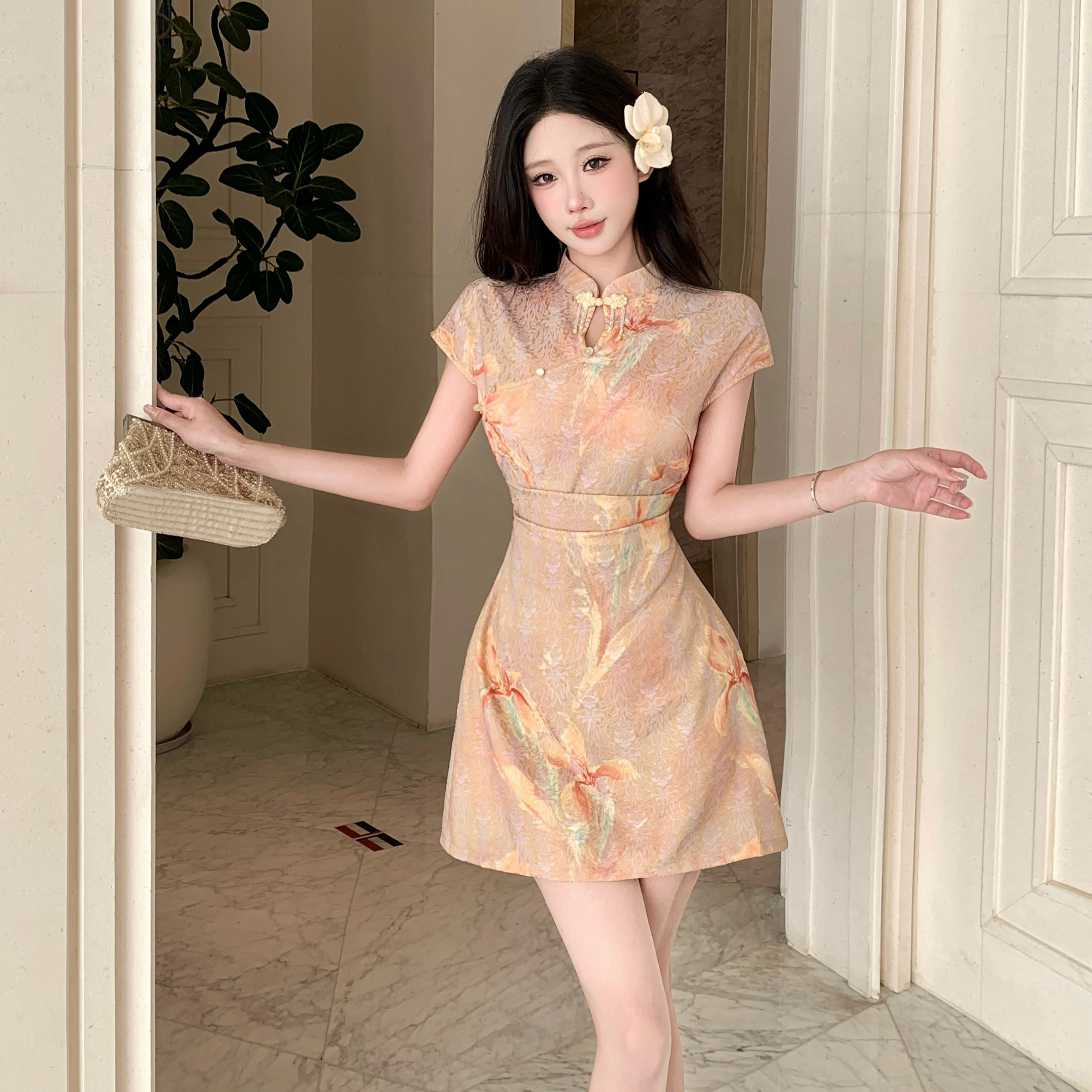 新中式国风改良旗袍女2026夏季新款高级感气质收腰显瘦短款连衣裙图片
