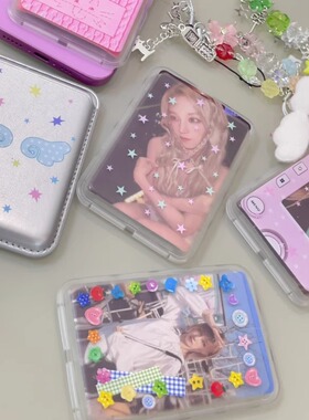 汪三岁原创磨砂磁吸卡包通用华为苹果银色卡包卡套磁吸粉色少女韩风明星CCD亚比风毛线可爱风